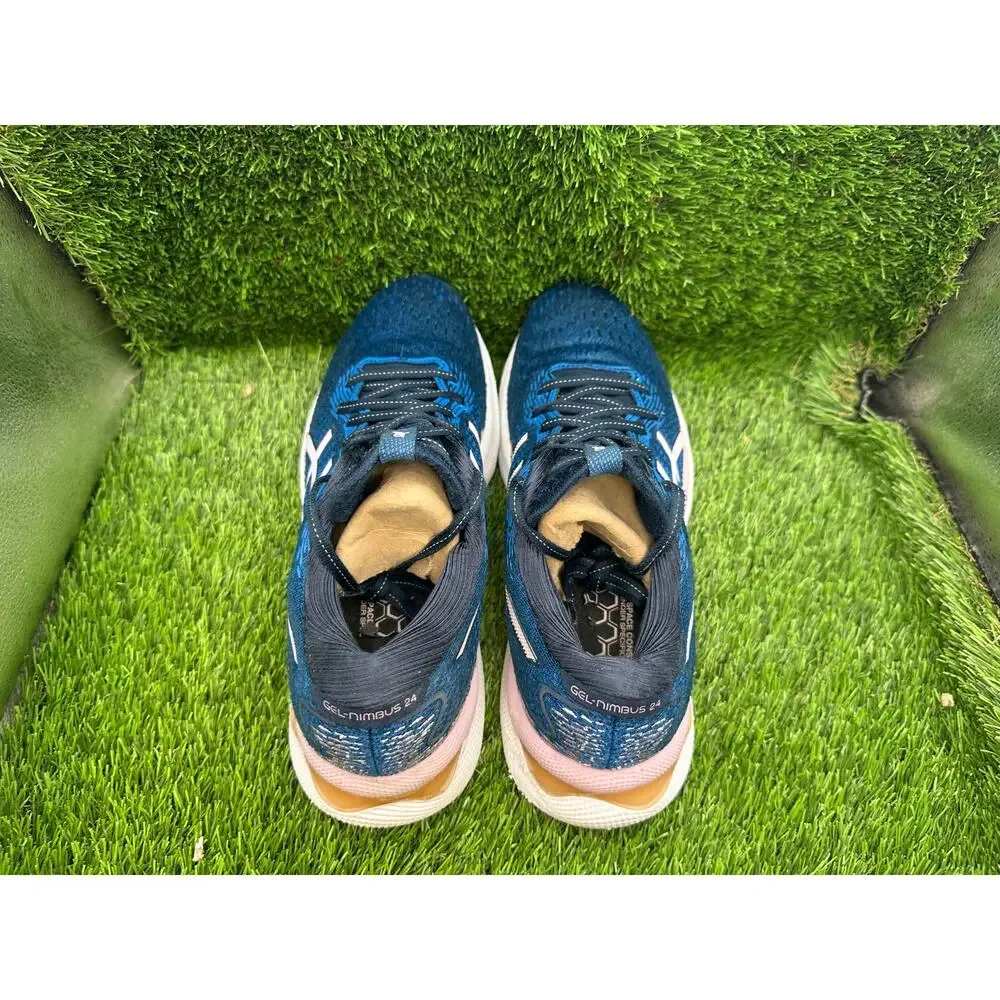 Asics Gel-Nimbus 24 1012B201 Athletic Sneaker Womens 10.5 Blue Mesh Training Gym